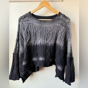 KATYDID Cropped Cable Knit Sweater Oversized Baggy Grunge Goth Ombré Punk M